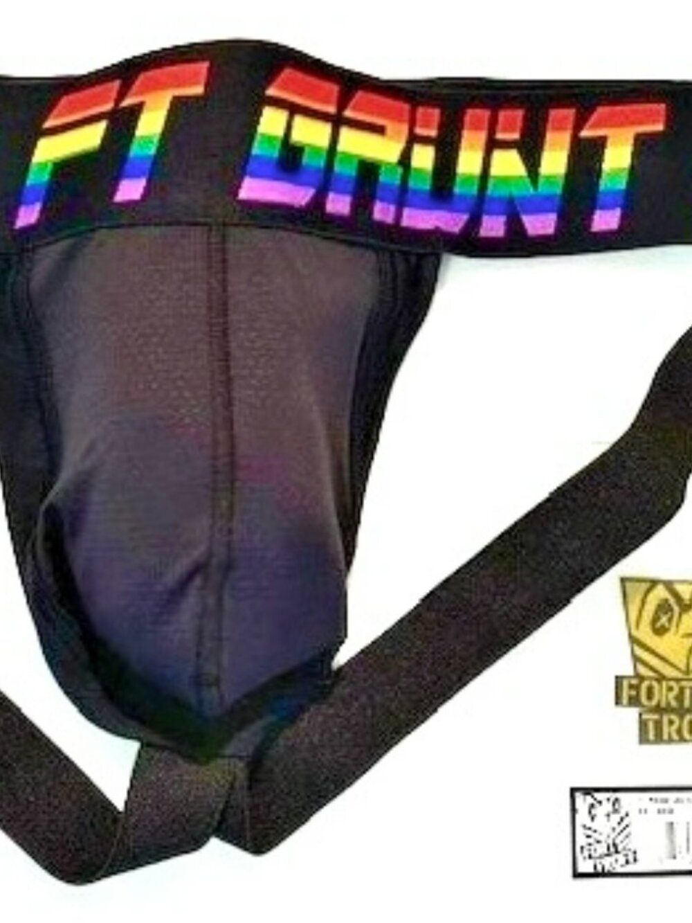 FORT TROFF Size XXL Grunt PRIDE Athletic Supporter- Black/PRIDE Colors - Jock